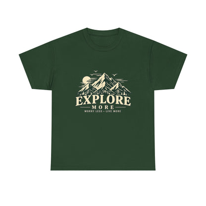 Explore More Mountain T-Shirt — Adventure Outdoors Tee ("Explore More" Design) Printify
