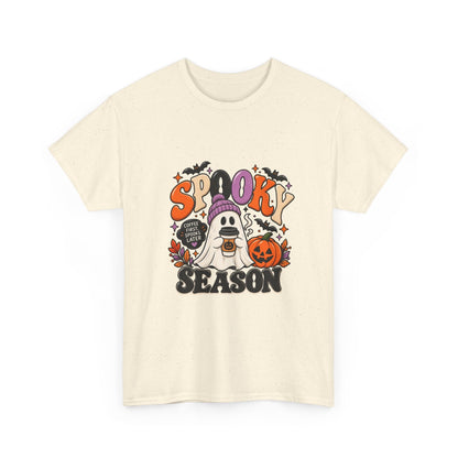 Spooky Season Halloween T-Shirt — Cute Ghost, Pumpkin & Bat Graphic Tee Printify