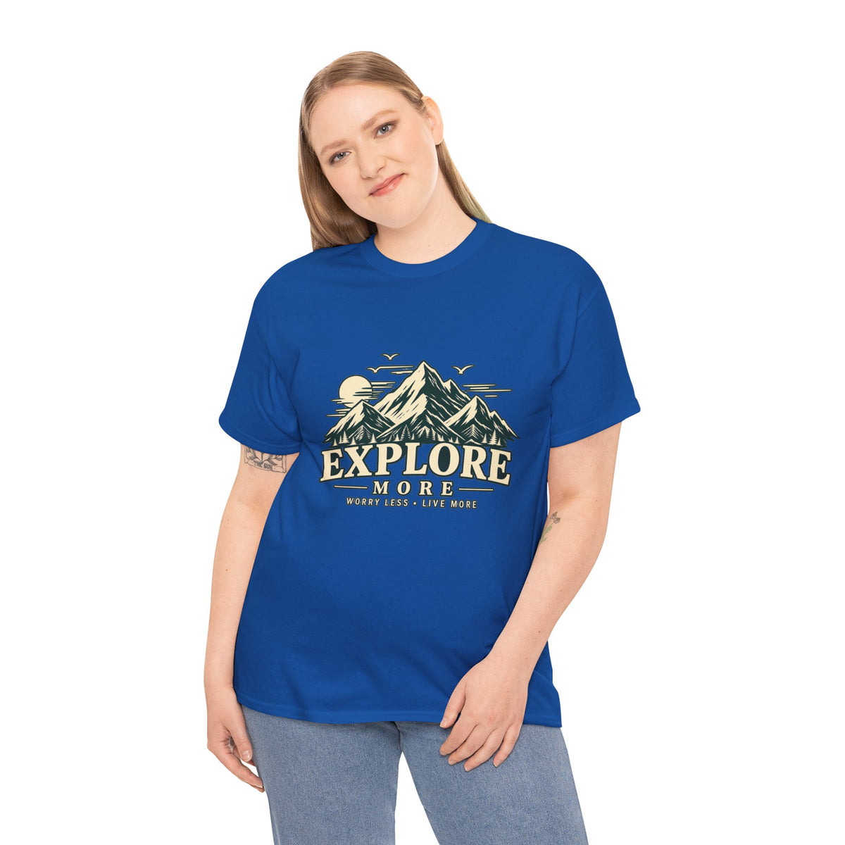 Explore More Mountain T-Shirt — Adventure Outdoors Tee ("Explore More" Design) Printify