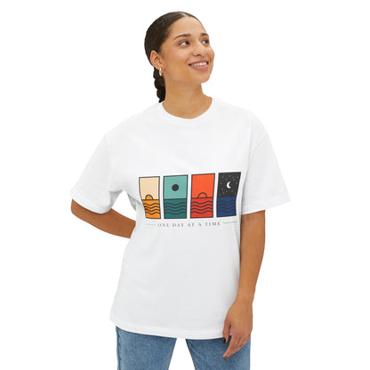 Day & Night Minimalist Graphic Tee — "One Day at a Time" Printify