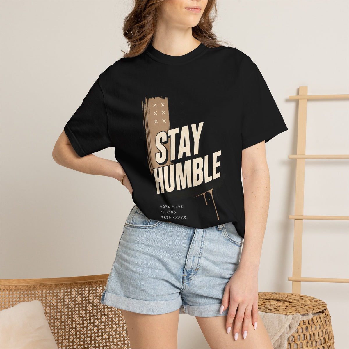 Stay Humble T-Shirt — Vintage Military Green Graphic Tee Printify