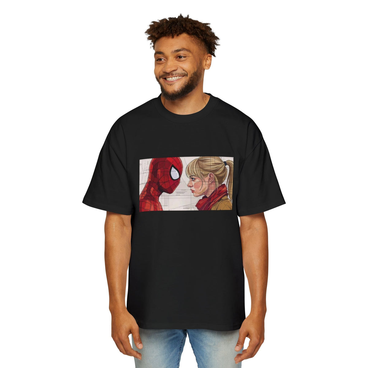 Graphic Tee — Romantic Superhero Front & Web-Swing Back Printify