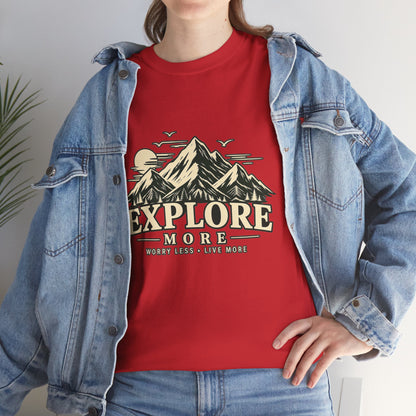 Explore More Mountain T-Shirt — Adventure Outdoors Tee ("Explore More" Design) Printify
