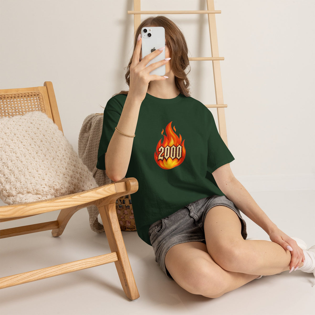 2000 Flame Graphic Tee — Retro Y2K Flame Shirt Printify