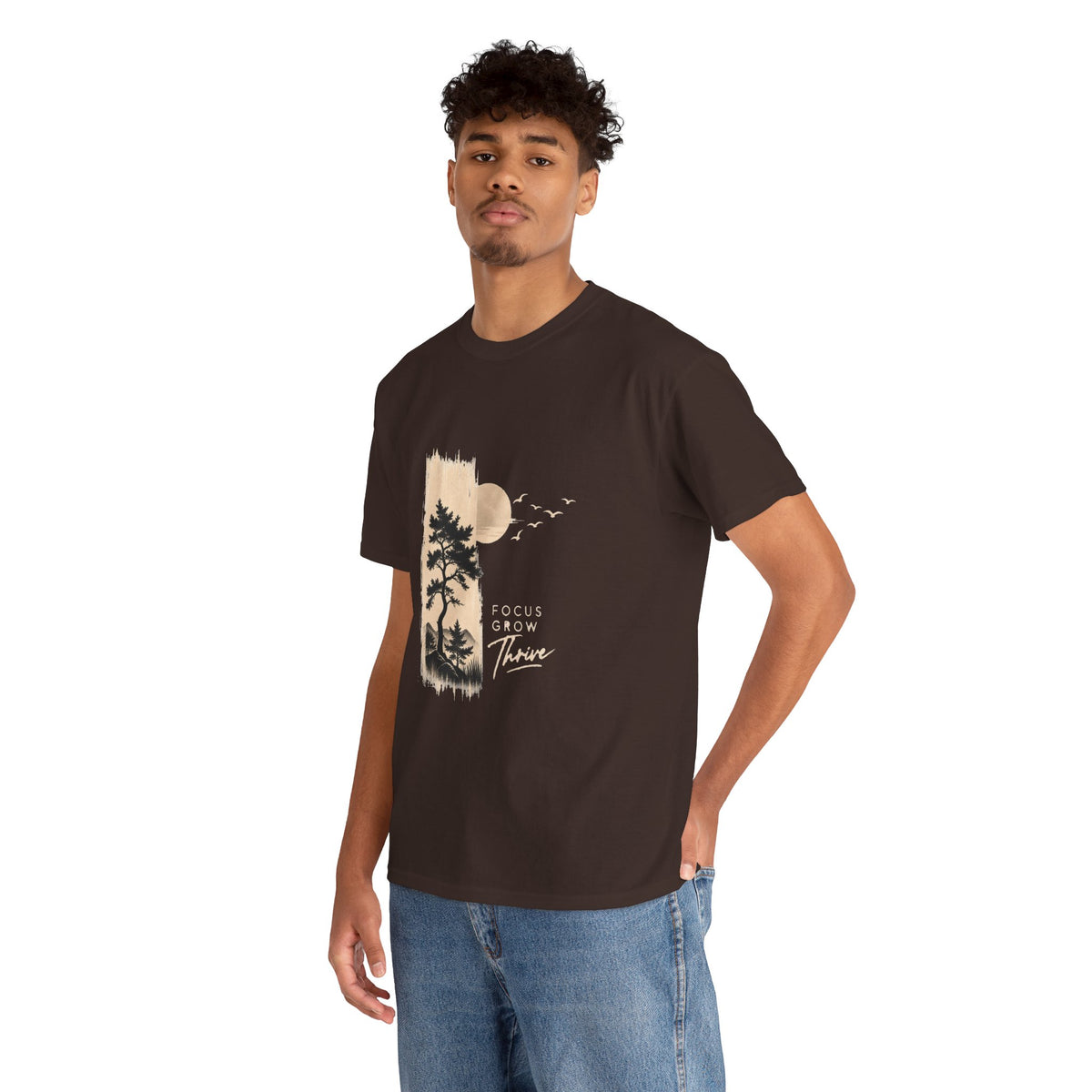 T-Shirt — Focus Grow Thrive Nature Graphic Tee Printify