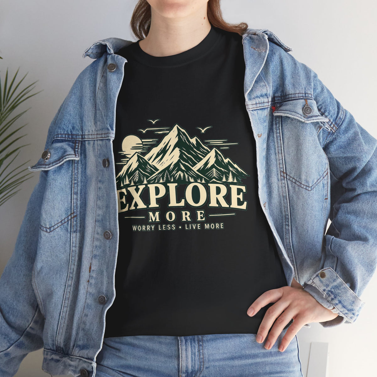 Explore More Mountain T-Shirt — Adventure Outdoors Tee ("Explore More" Design) Printify