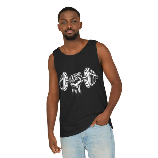 Weightlifting Fist Tank Top — Dumbbell Gym Muscle Workout Tank Printify