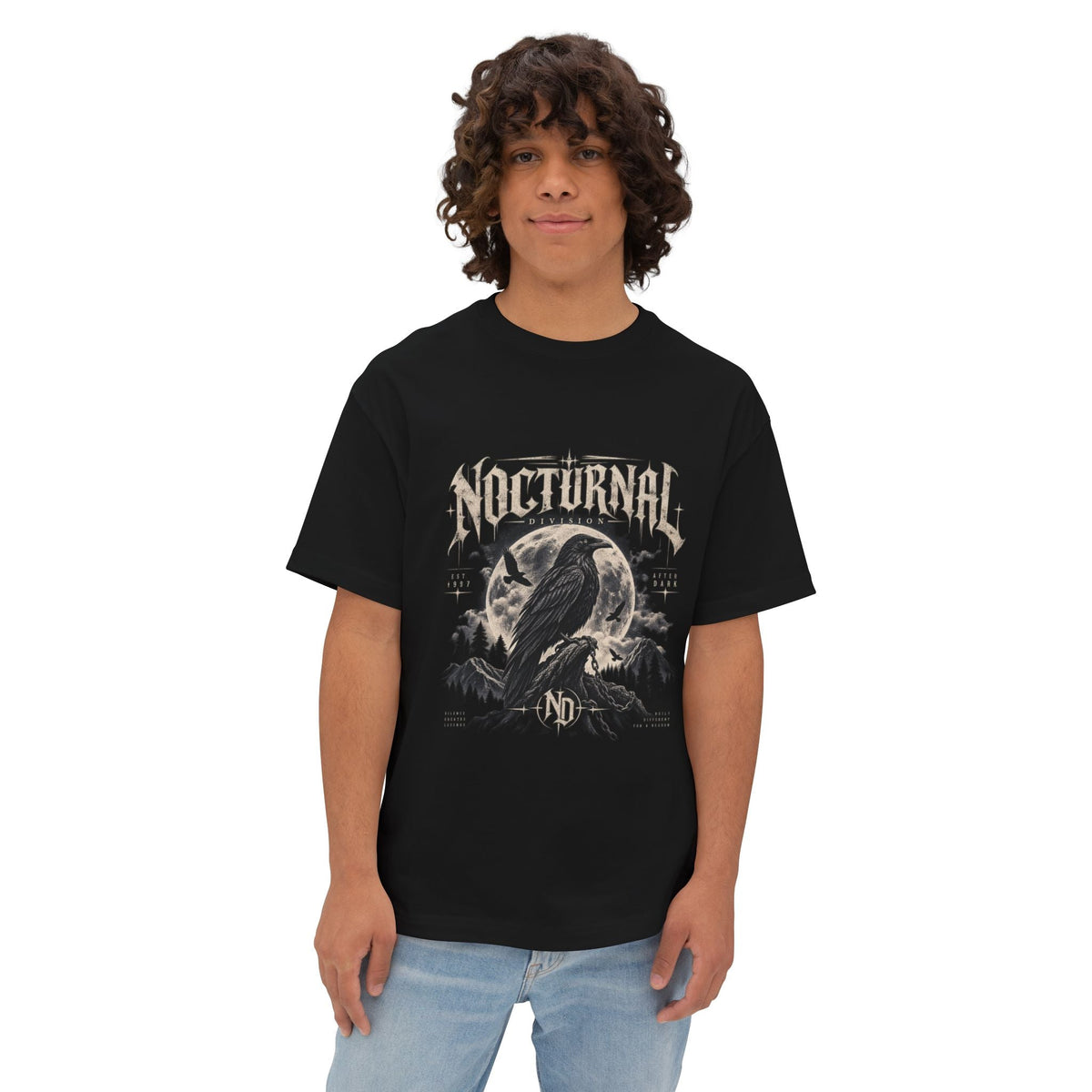 Nocturnal Raven Tee — Gothic Crow Graphic T-Shirt Printify
