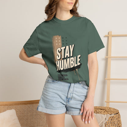 Stay Humble T-Shirt — Vintage Military Green Graphic Tee Printify