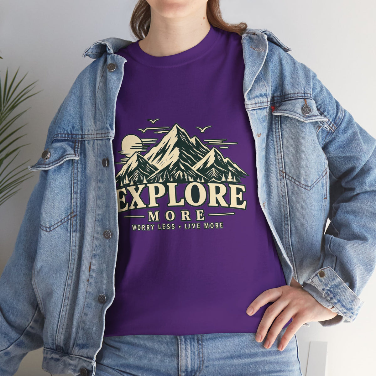 Explore More Mountain T-Shirt — Adventure Outdoors Tee ("Explore More" Design) Printify