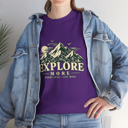 Explore More Mountain T-Shirt — Adventure Outdoors Tee ("Explore More" Design) Printify