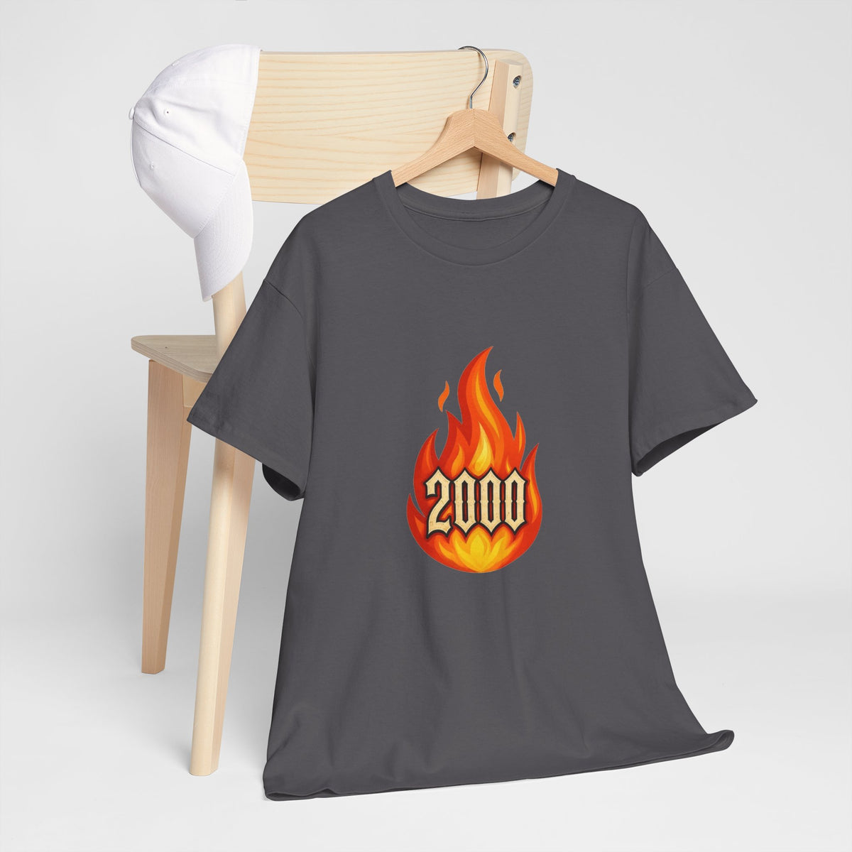 2000 Flame Graphic Tee — Retro Y2K Flame Shirt Printify
