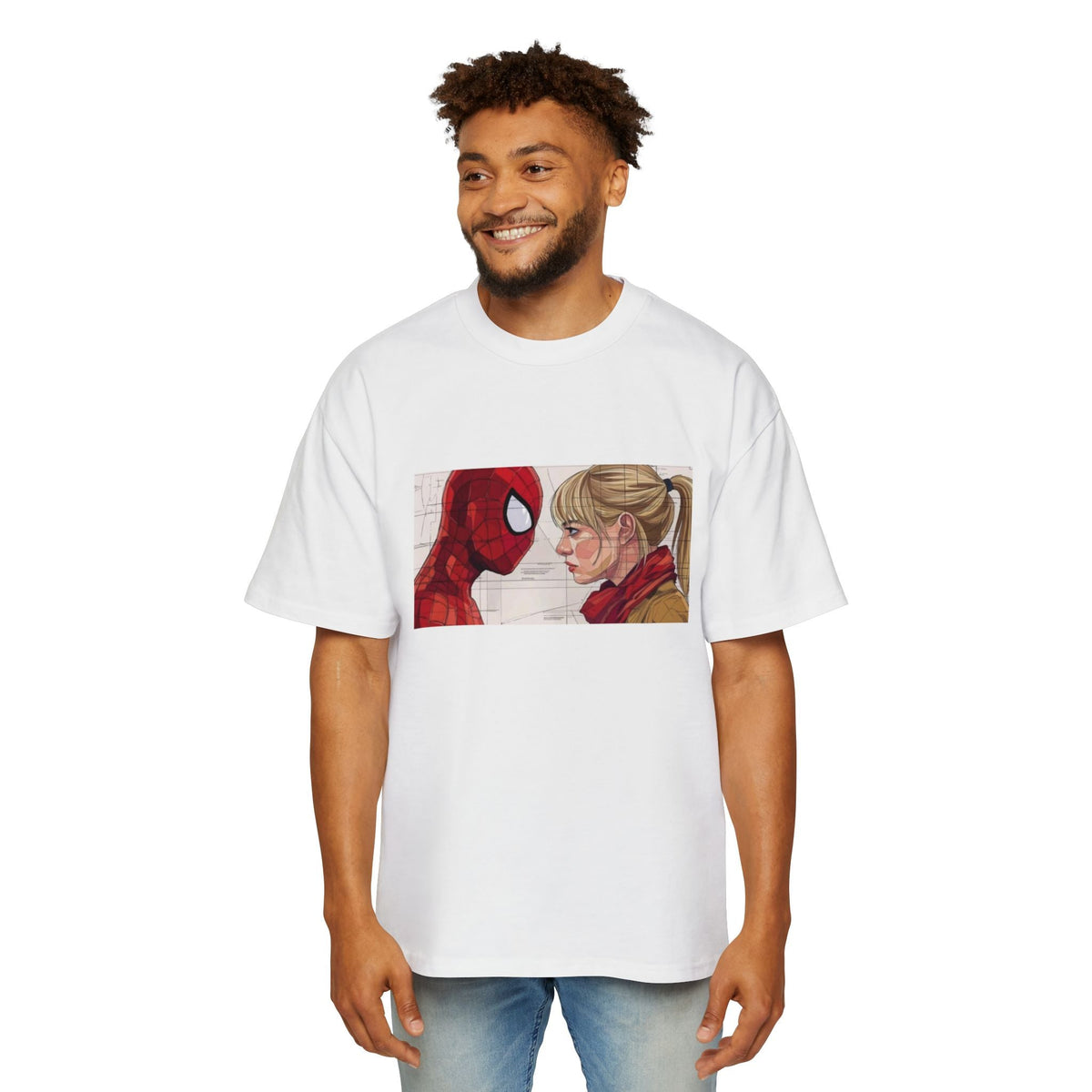 Graphic Tee — Romantic Superhero Front & Web-Swing Back Printify