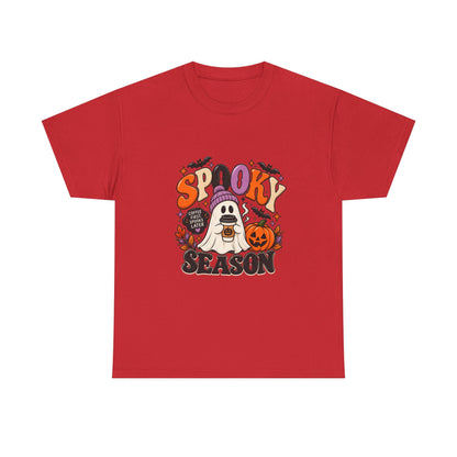 Spooky Season Halloween T-Shirt — Cute Ghost, Pumpkin & Bat Graphic Tee Printify