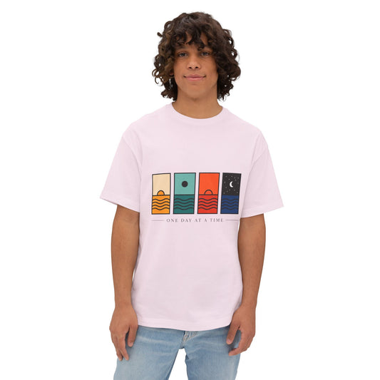 Day & Night Minimalist Graphic Tee — "One Day at a Time" Printify