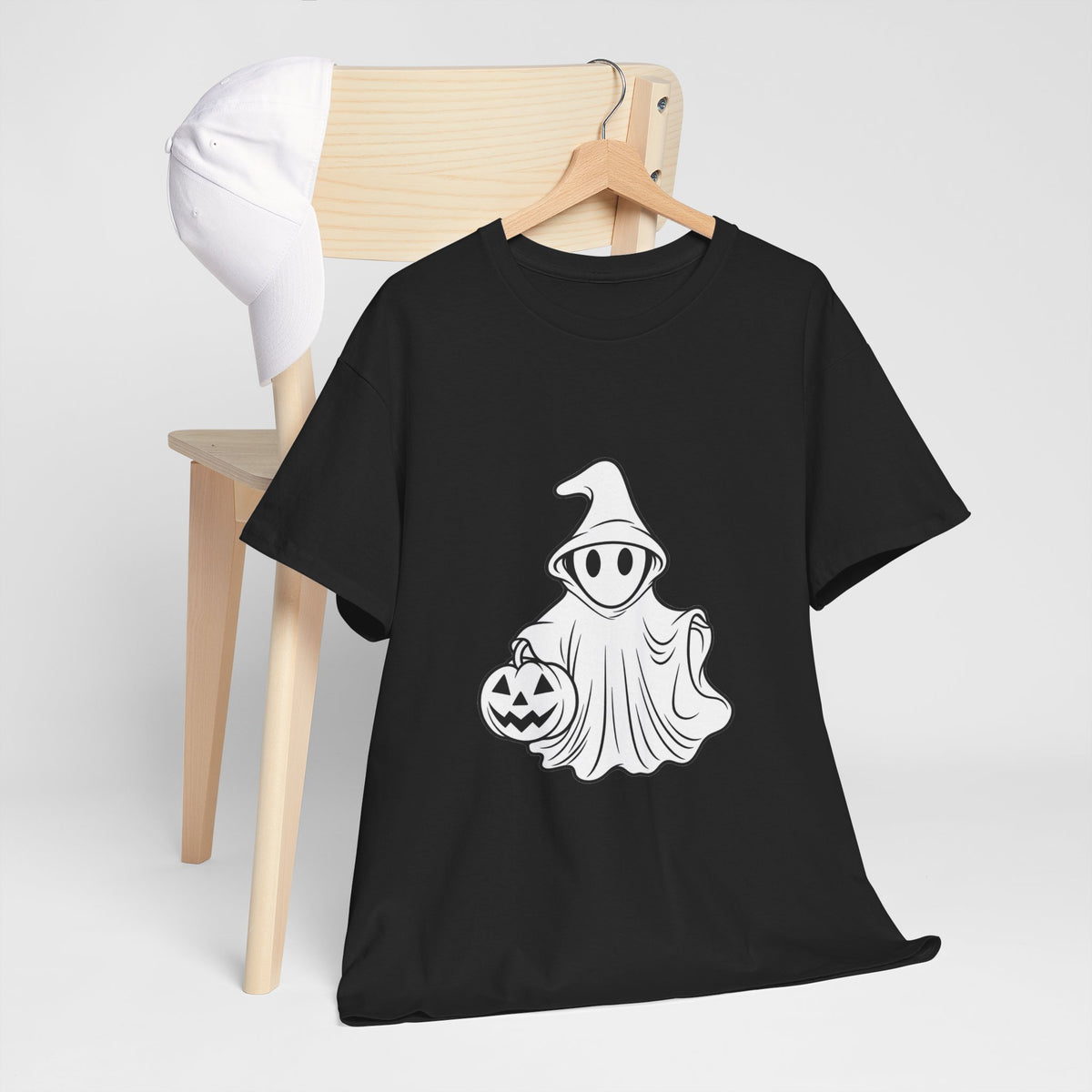 Ghost with Jack-O'-Lantern T-Shirt — Cute Halloween Graphic Tee Printify