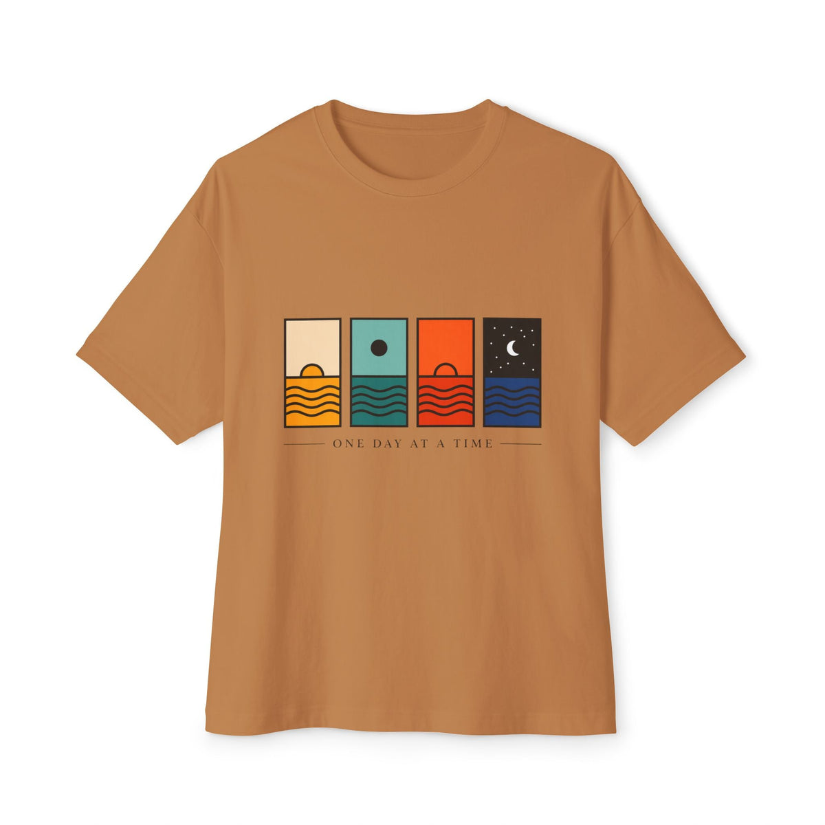 Day & Night Minimalist Graphic Tee — "One Day at a Time" Printify