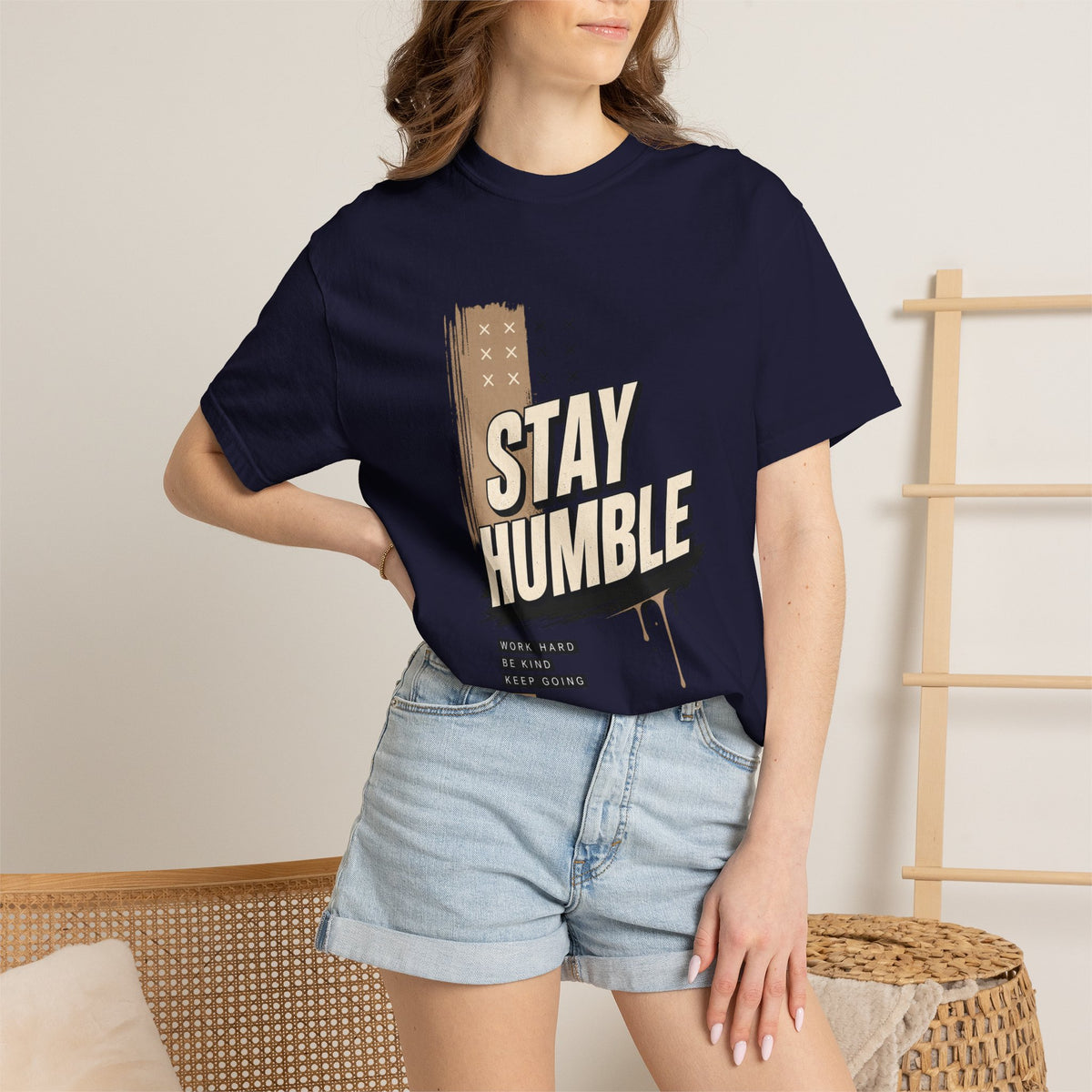 Stay Humble T-Shirt — Vintage Military Green Graphic Tee Printify