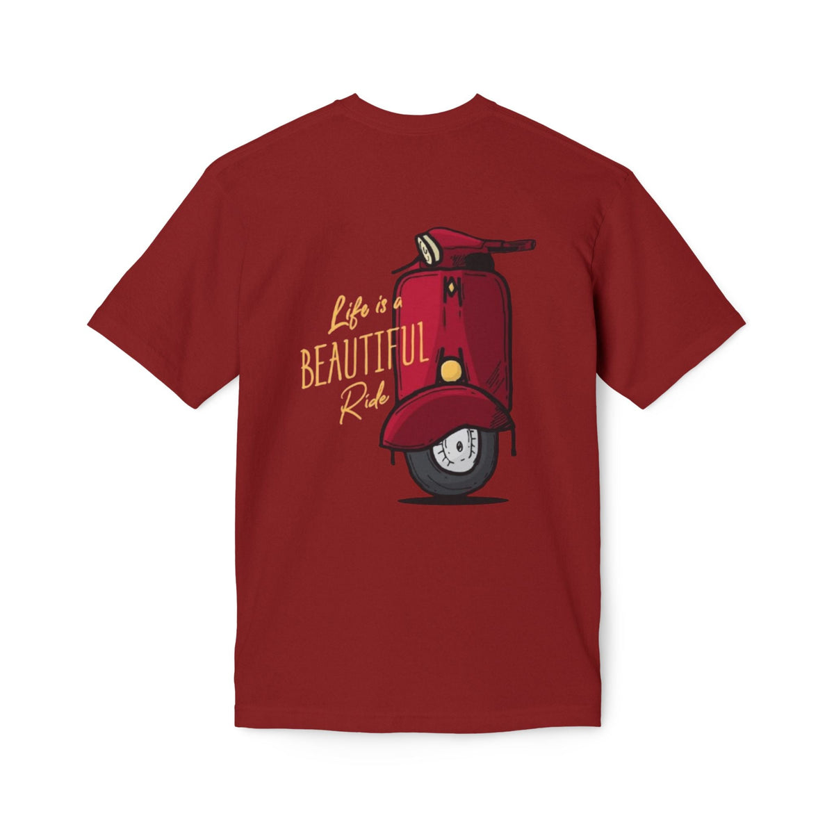 Life Is a Beautiful Ride Scooter T-Shirt — Vintage Red Vespa Graphic Tee Printify