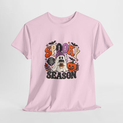 Spooky Season Halloween T-Shirt — Cute Ghost, Pumpkin & Bat Graphic Tee Printify