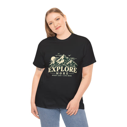 Explore More Mountain T-Shirt — Adventure Outdoors Tee ("Explore More" Design) Printify