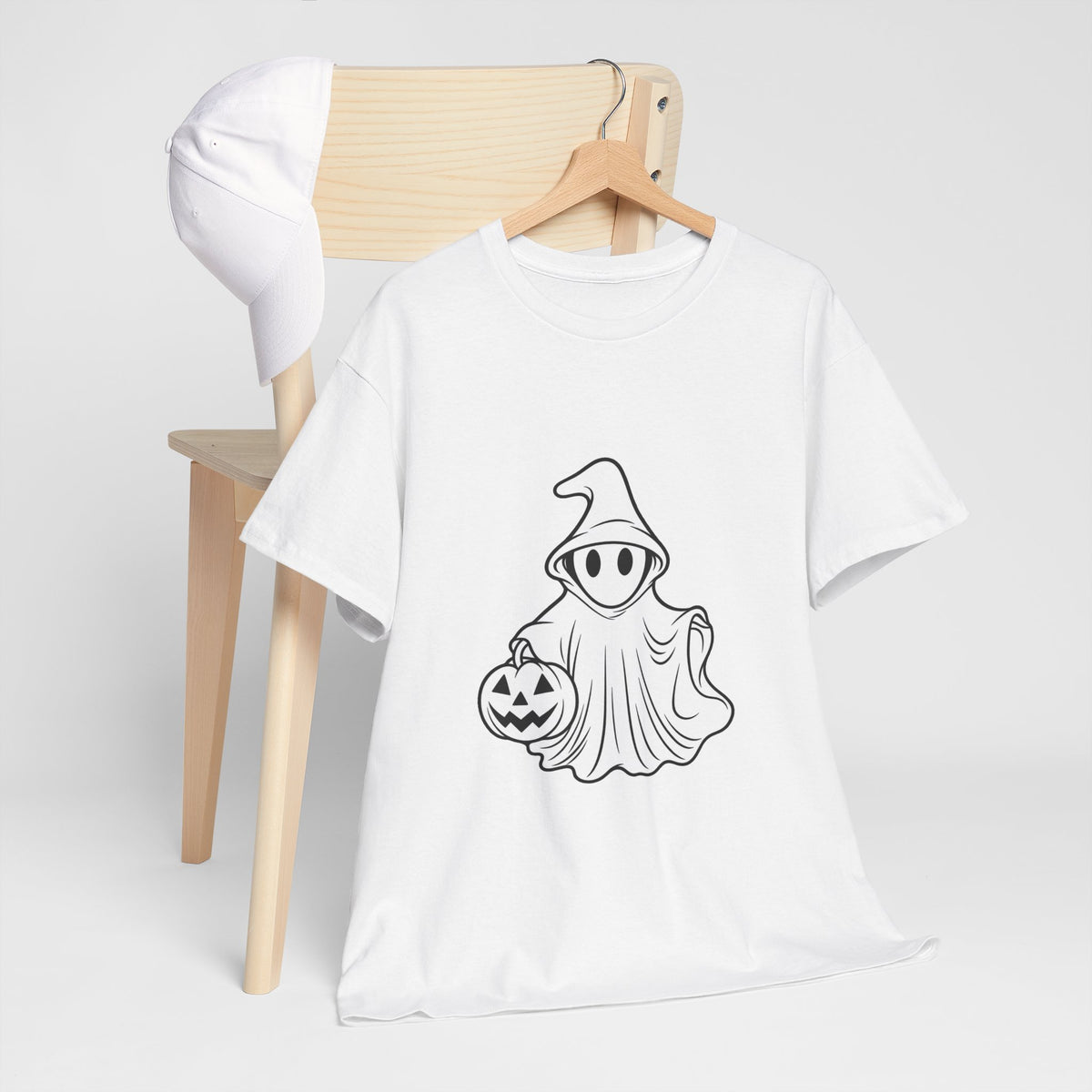 Ghost with Jack-O'-Lantern T-Shirt — Cute Halloween Graphic Tee Printify