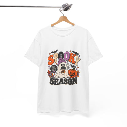 Spooky Season Halloween T-Shirt — Cute Ghost, Pumpkin & Bat Graphic Tee Printify