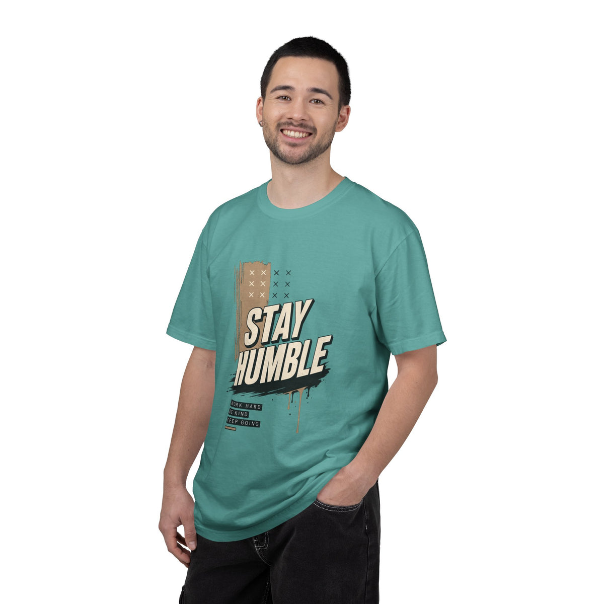 Stay Humble T-Shirt — Vintage Military Green Graphic Tee Printify
