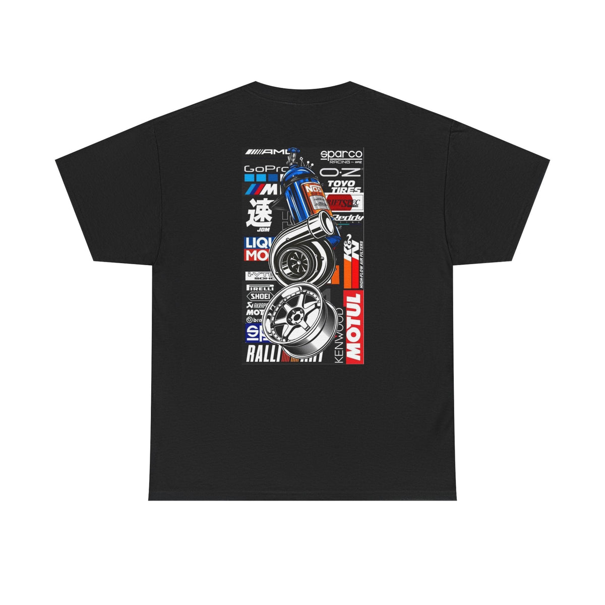 Racing Wheels Tee — Motorsport Logo Graphic T-Shirt Printify