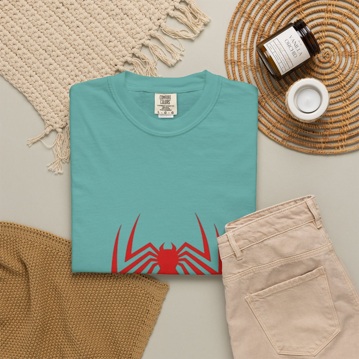 Spider Emblem T‑Shirt — Red Arachnid Graphic Tee Printify