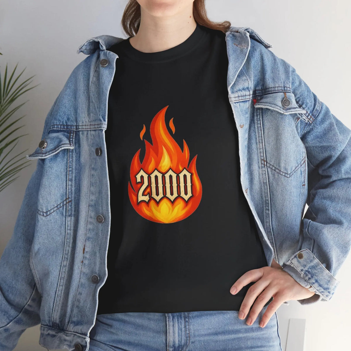 2000 Flame Graphic Tee — Retro Y2K Flame Shirt Printify