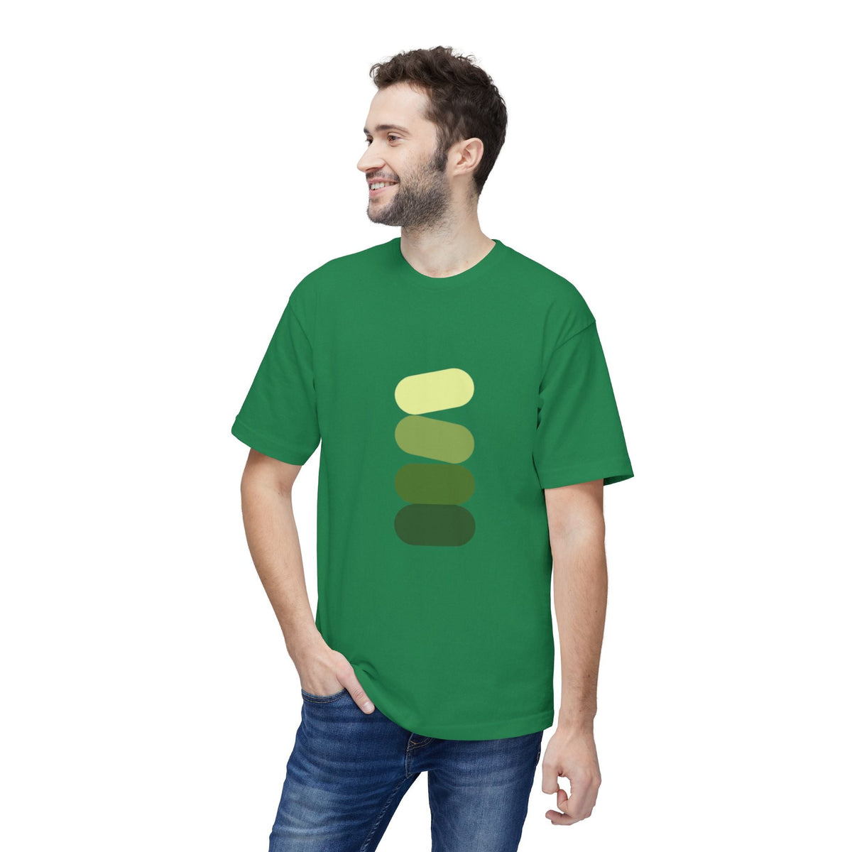 Minimal Green Stack T-Shirt — Abstract Stacked Stones Graphic Printify