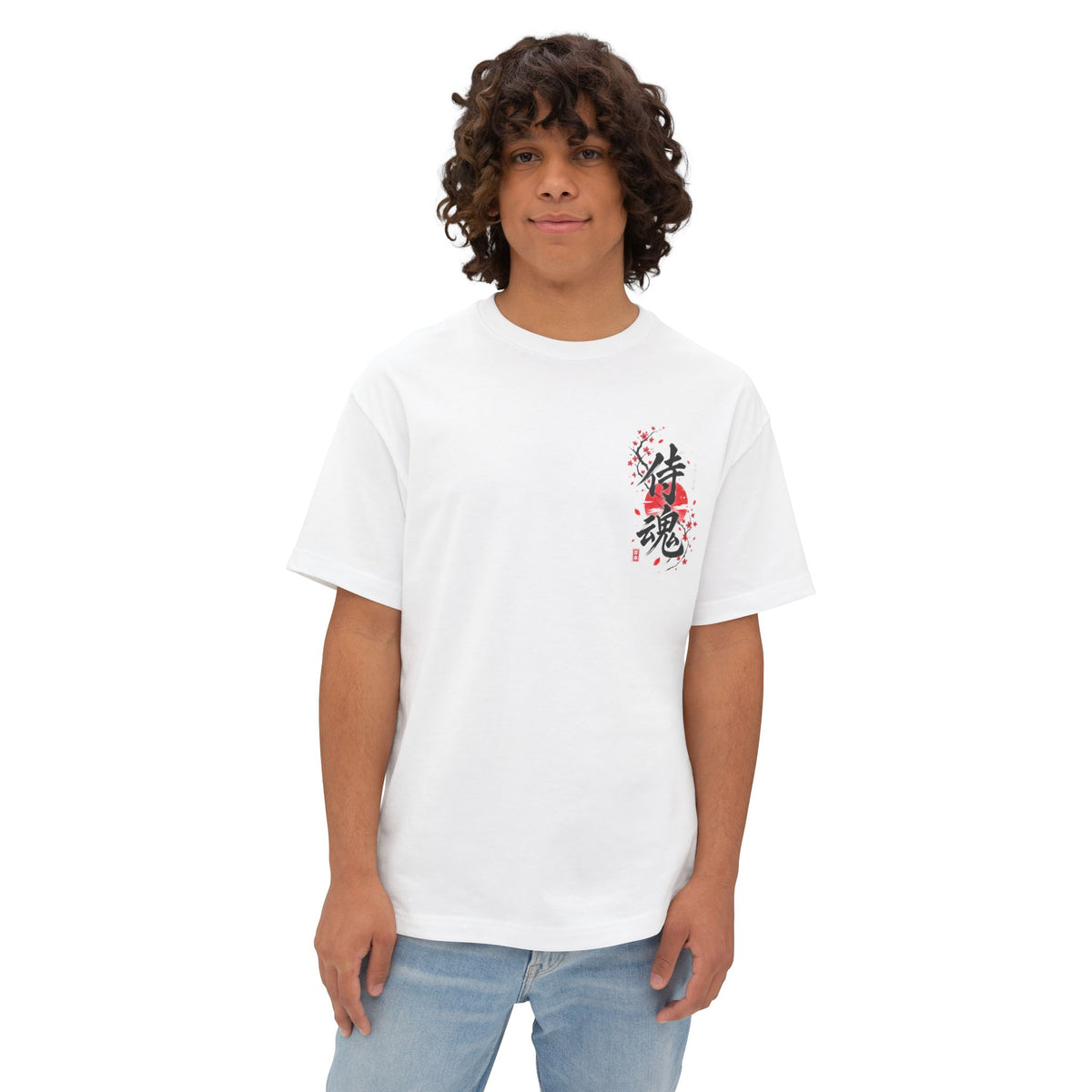 Samurai Spirit Tee — Japanese Calligraphy Chest Print Printify