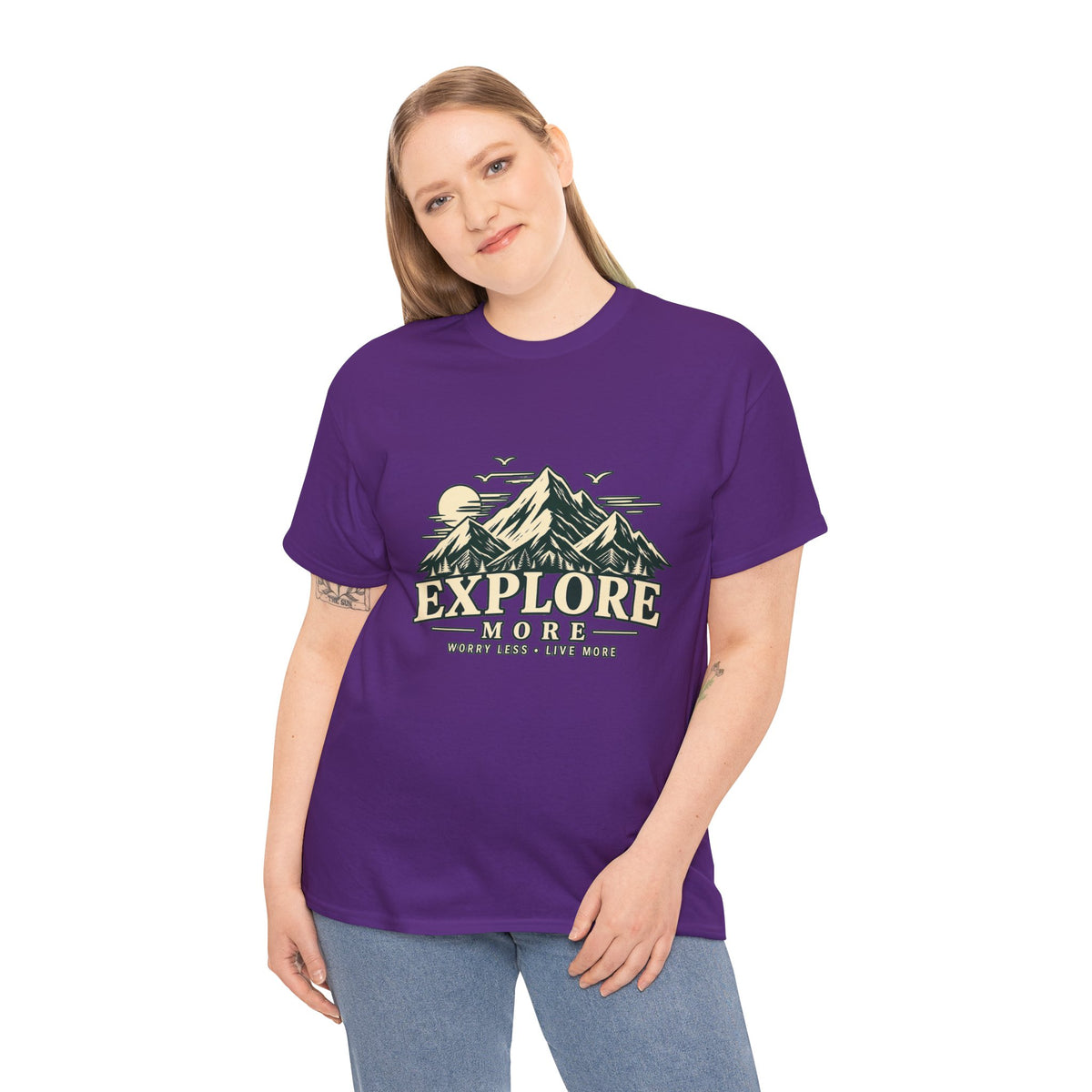 Explore More Mountain T-Shirt — Adventure Outdoors Tee ("Explore More" Design) Printify