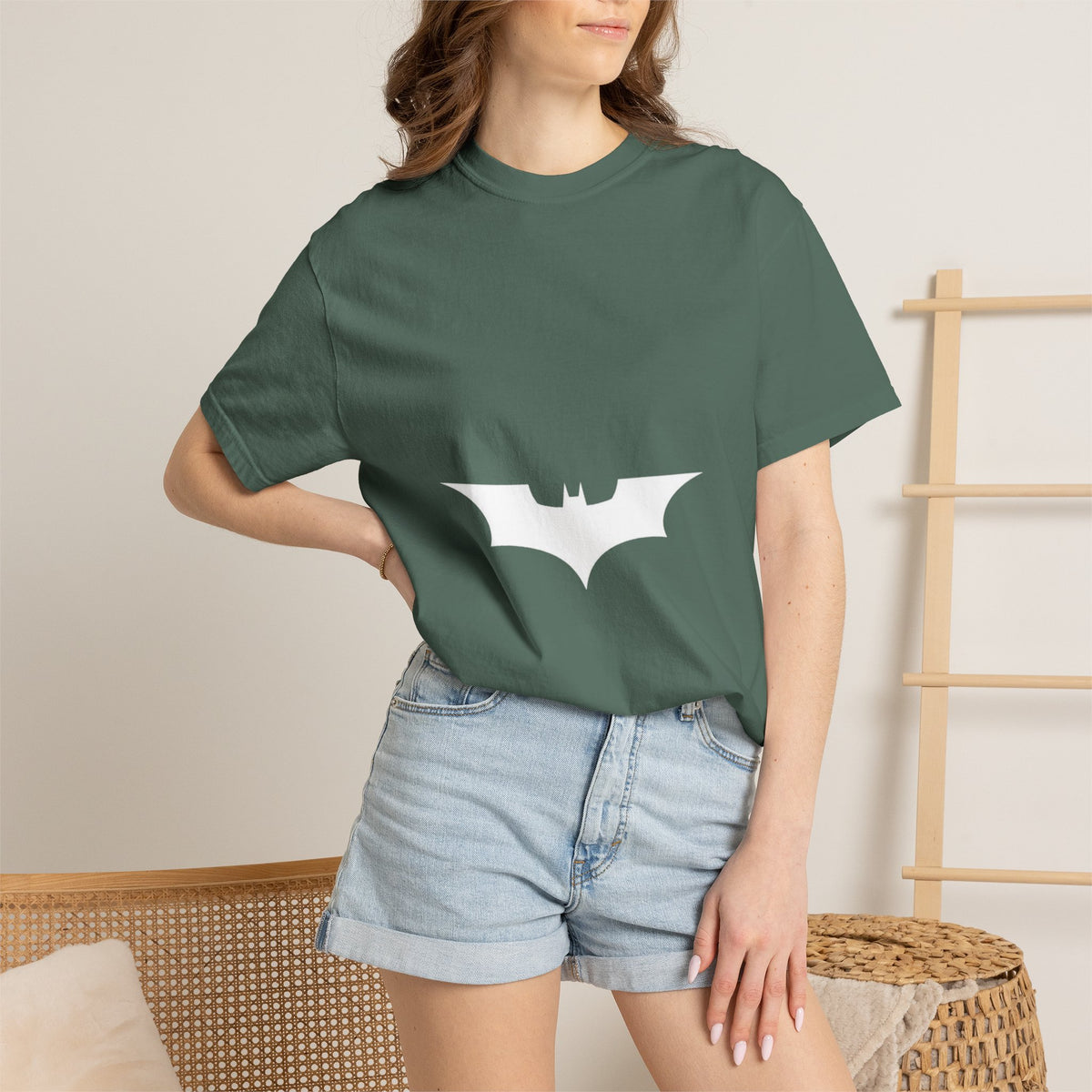 Bat Emblem T-Shirt — Minimalist Gothic Graphic Tee Printify