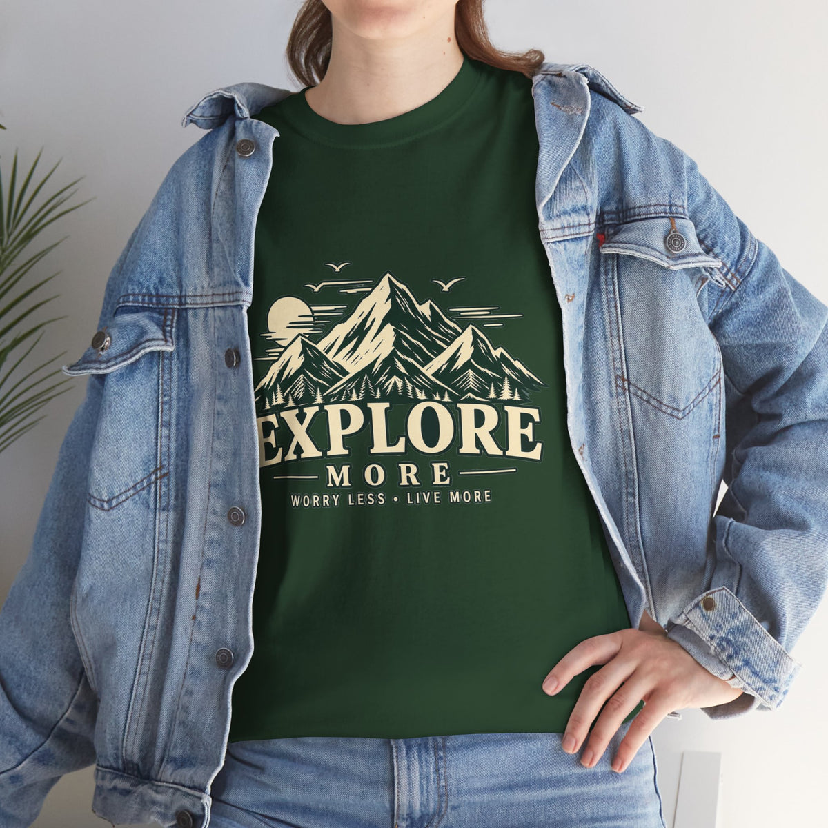 Explore More Mountain T-Shirt — Adventure Outdoors Tee ("Explore More" Design) Printify