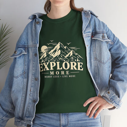 Explore More Mountain T-Shirt — Adventure Outdoors Tee ("Explore More" Design) Printify