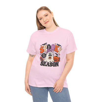 Spooky Season Halloween T-Shirt — Cute Ghost, Pumpkin & Bat Graphic Tee Printify