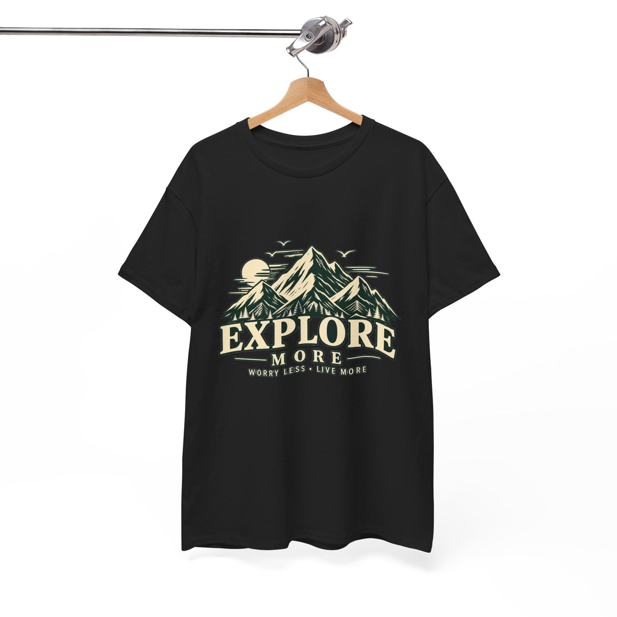 Explore More Mountain T-Shirt — Adventure Outdoors Tee ("Explore More" Design) Printify