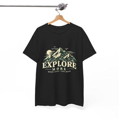 Explore More Mountain T-Shirt — Adventure Outdoors Tee ("Explore More" Design) Printify