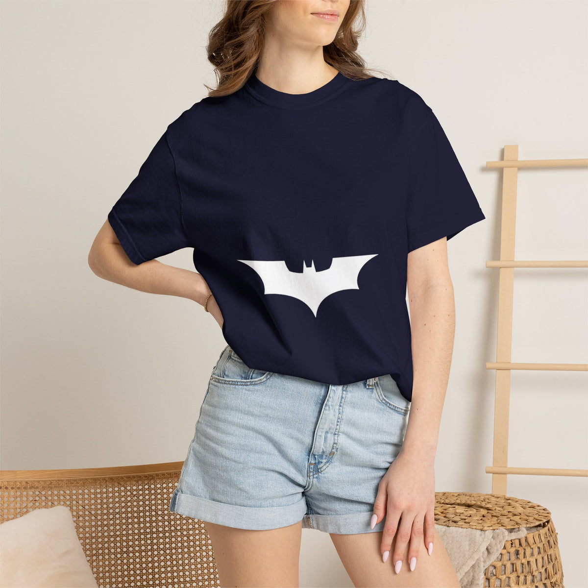 Bat Emblem T-Shirt — Minimalist Gothic Graphic Tee Printify