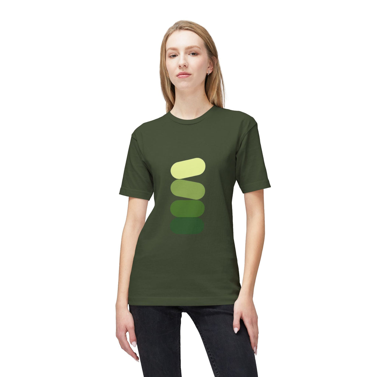Minimal Green Stack T-Shirt — Abstract Stacked Stones Graphic Printify