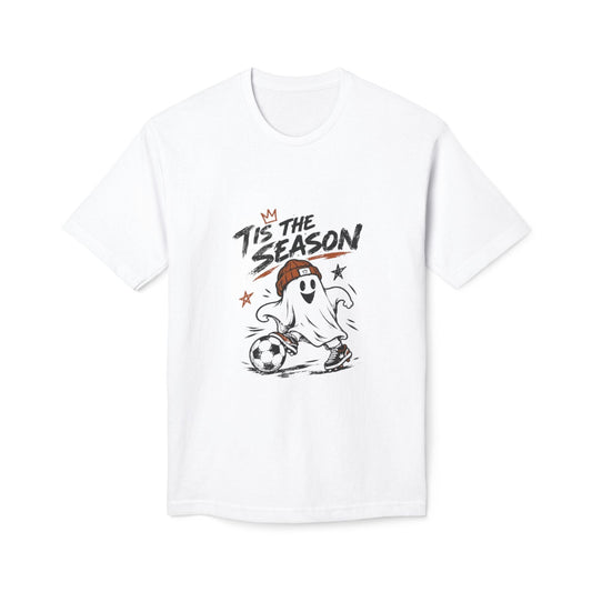 T-Shirt — "'Tis the Season" Soccer Ghost Graphic Tee Printify