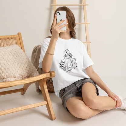 Ghost with Jack-O'-Lantern T-Shirt — Cute Halloween Graphic Tee Printify