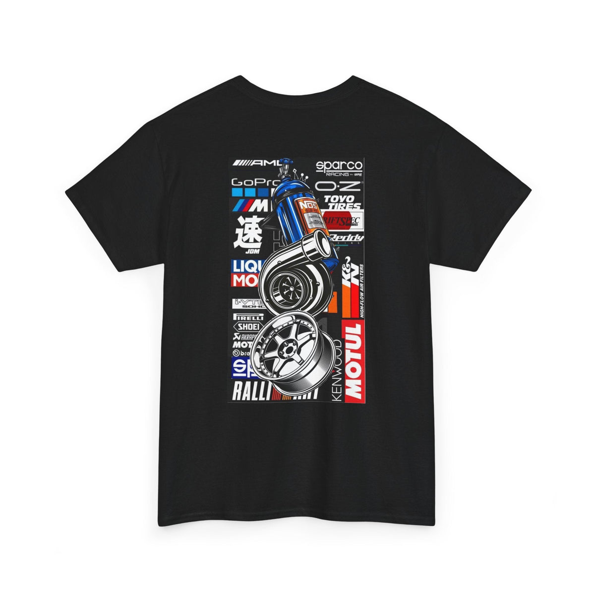 Racing Wheels Tee — Motorsport Logo Graphic T-Shirt Printify