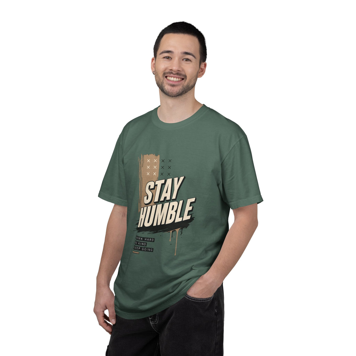 Stay Humble T-Shirt — Vintage Military Green Graphic Tee Printify