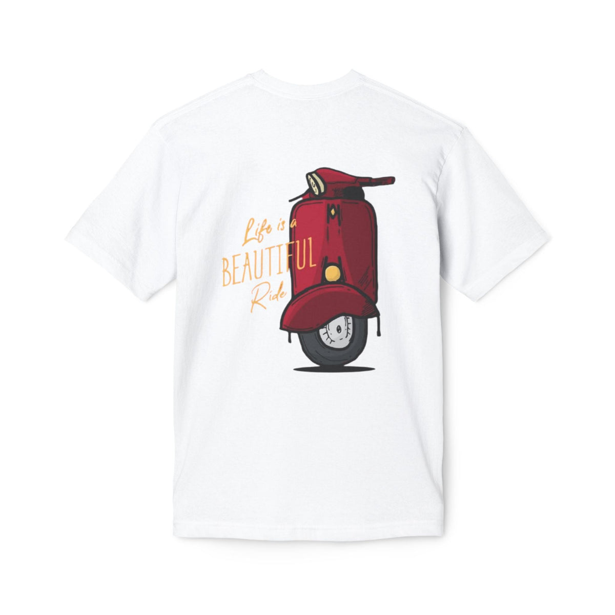 Life Is a Beautiful Ride Scooter T-Shirt — Vintage Red Vespa Graphic Tee Printify