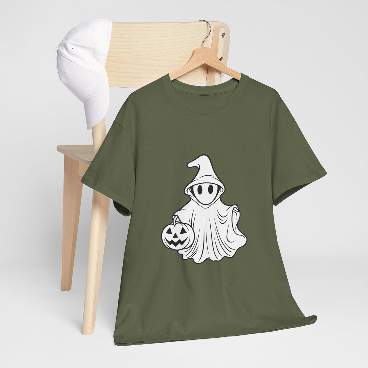 Ghost with Jack-O'-Lantern T-Shirt — Cute Halloween Graphic Tee Printify