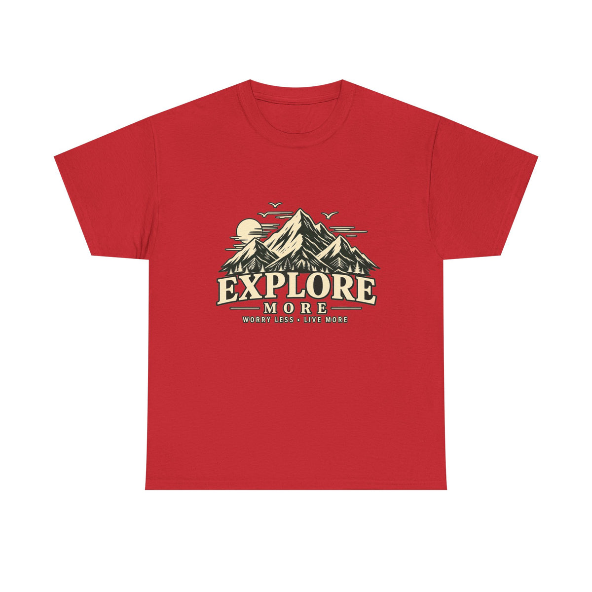 Explore More Mountain T-Shirt — Adventure Outdoors Tee ("Explore More" Design) Printify