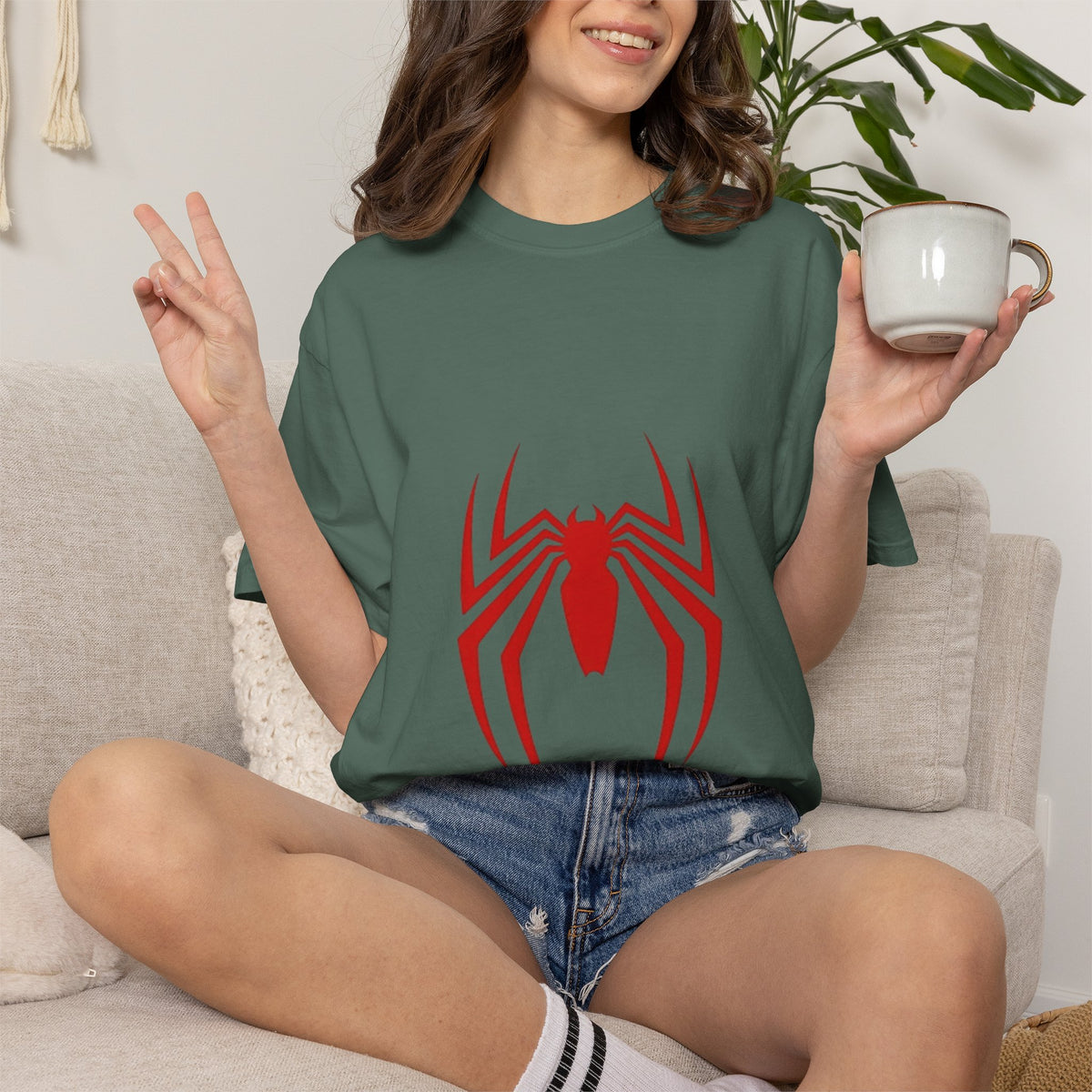 Spider Emblem T‑Shirt — Red Arachnid Graphic Tee Printify